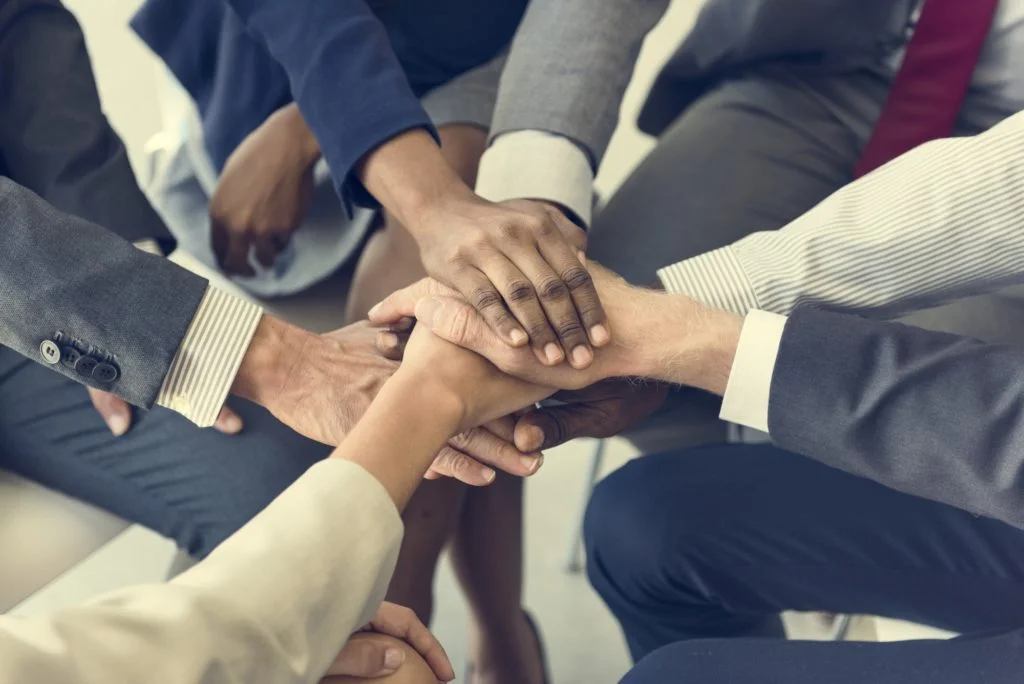Business Team Stack Hands Support Concept